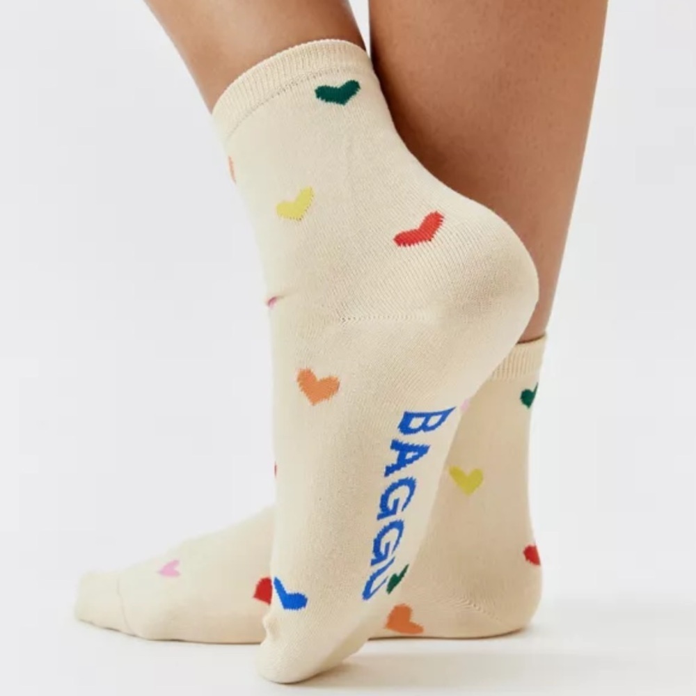 NWT BAGGU Hearts Crew Sock - Picture 2 of 10